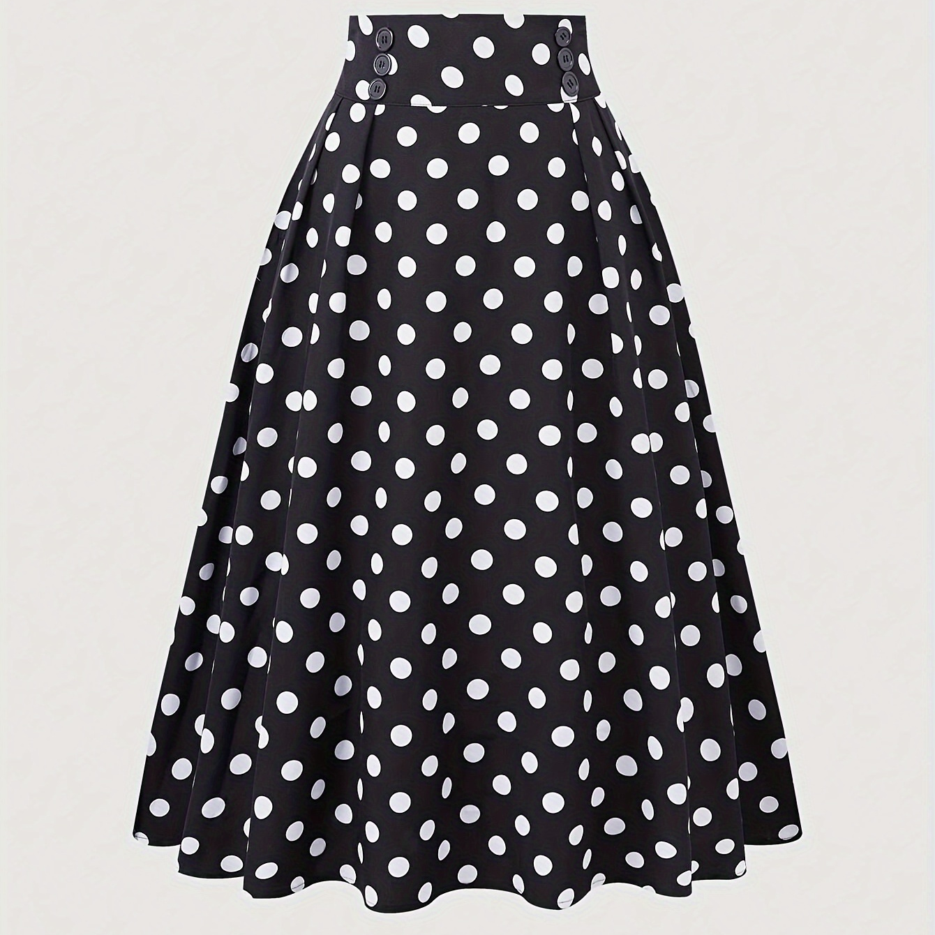 

Polka Pleated Skirt, Casual High Waist Skirt For Spring & Fall, Women's Clothing