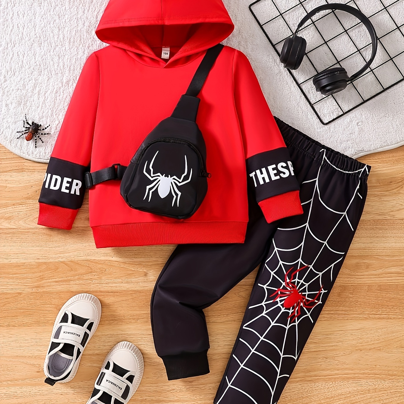 

Boy's 3- Co Ord Set, Spider Long Sleeve And Pants Bag, Fall Clothes For &