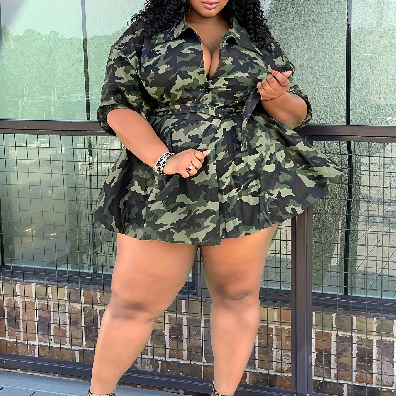 Plus size shop camo shirt