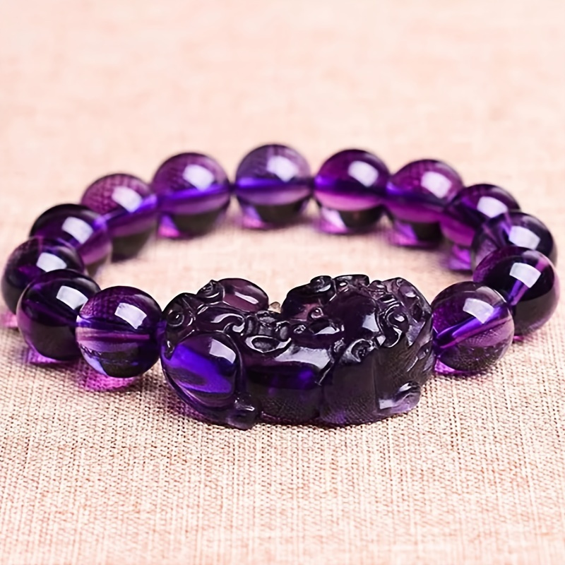 

Unisex Feng Shui Good Luck Purple Crystal Bracelet Protection Feng Shui Wealth Bracelet