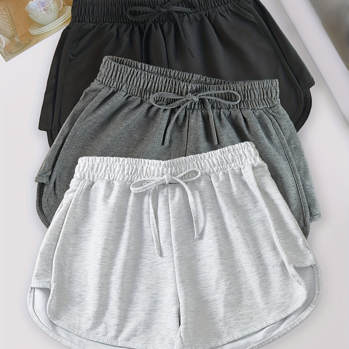 Set of 3 - Summer Women'S Lightweight Shorts with Elastic Waist, Loose And Breathable Casual Pants for Running And Yoga, Comfortable Hot Pants.