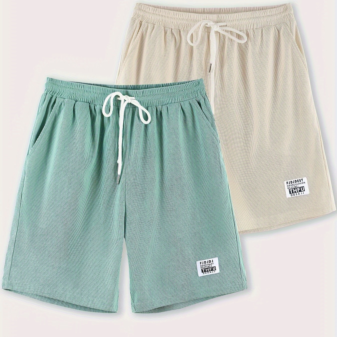 

2pcs Fashionable Men's Summer Drawstring Casual Sports Loose Shorts, Suitable For Outdoor Sports, Comfortable And Versatile