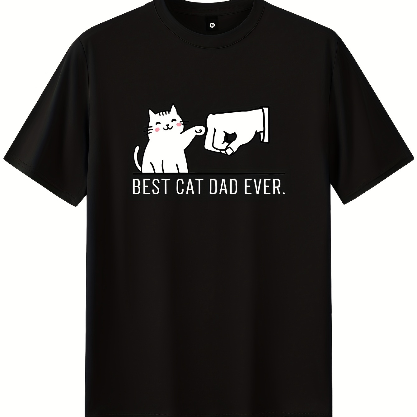 

Men's Best Cat Dad Ever Printed Round Neck Short Sleeve T-shirt - Casual Creative Summer Tee