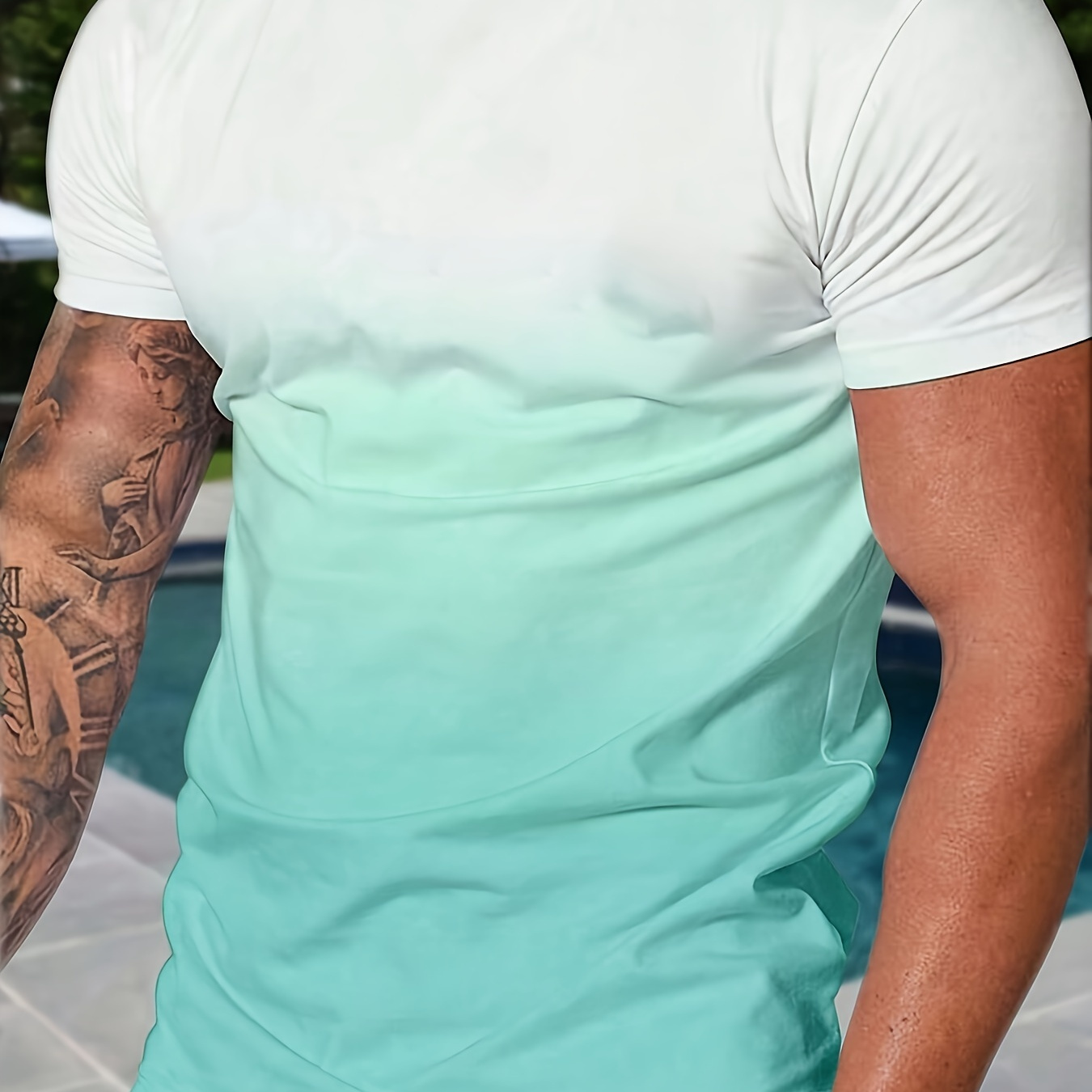 

Men's Gradient Color Short Sleeve Crew Neck T-shirt, Casual And Chic Tops For Men, Versatile For Summer Daily And Sports Wear