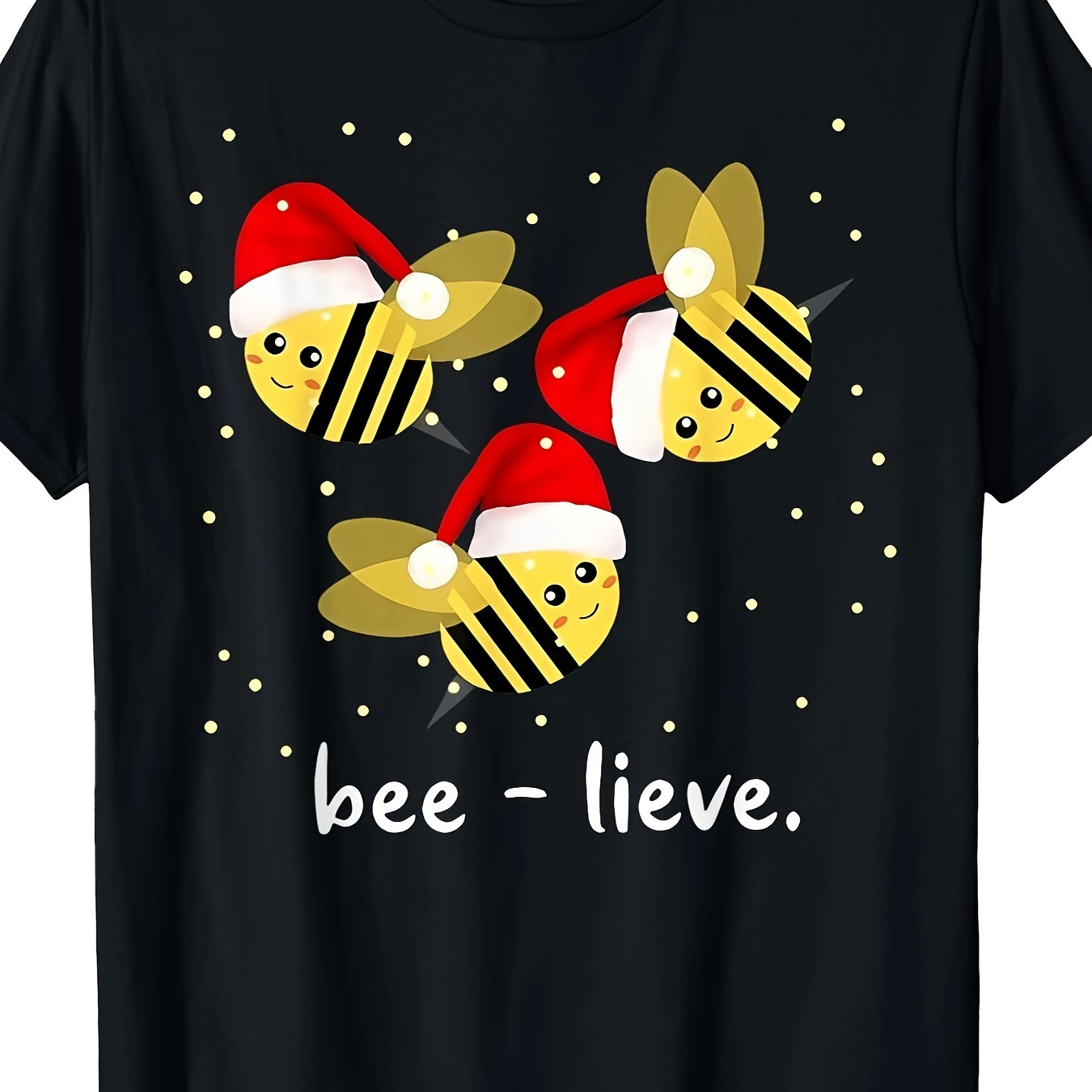 

In Christmas Bees. Wearing A Christmas Hat T-shirt.100% Cotton, 220g.