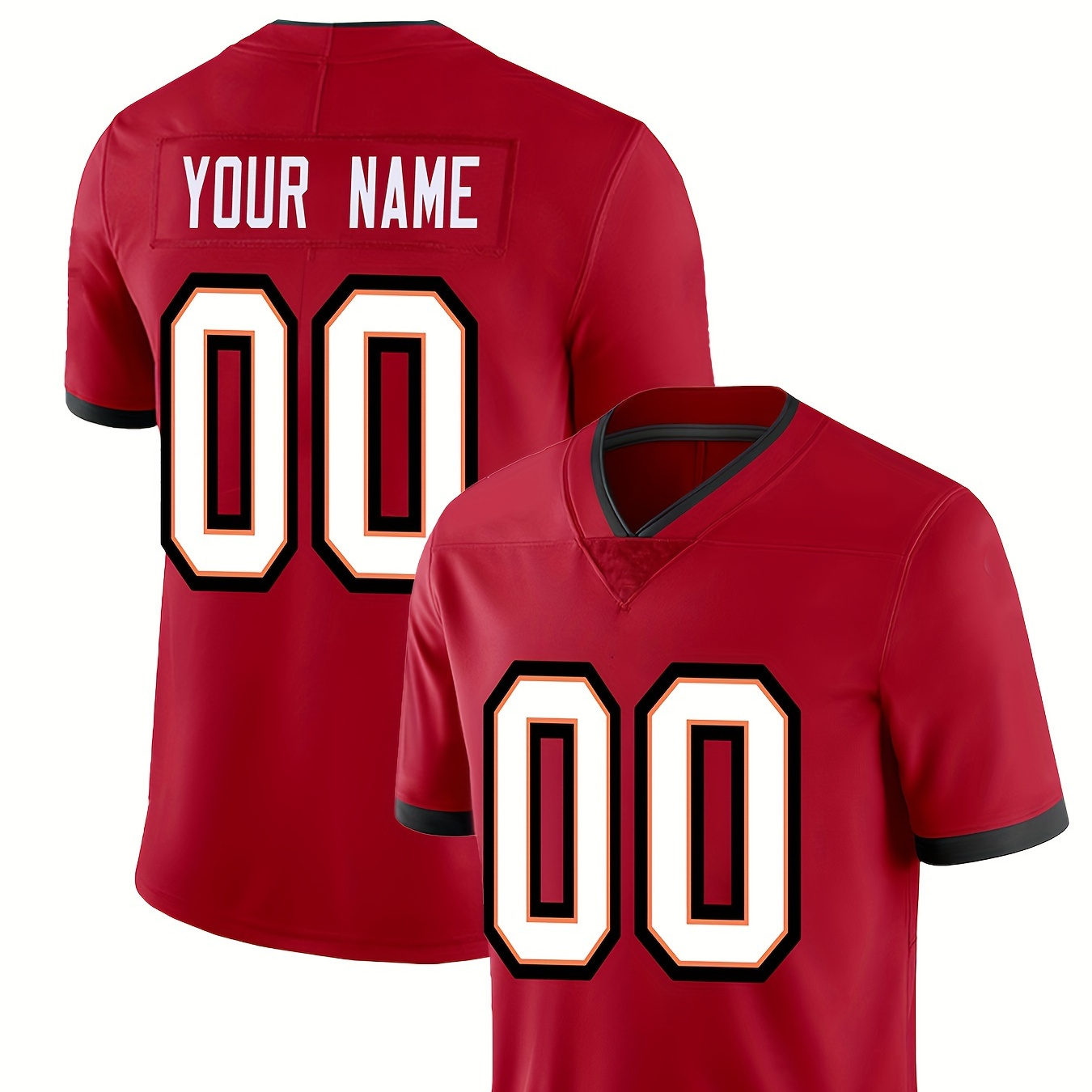 

Customized Name And Number Design, Men's Short Sleeve Loose V-neck Embroidery Personalized American Football Jersey, Outdoor Rugby Jersey For Team Training