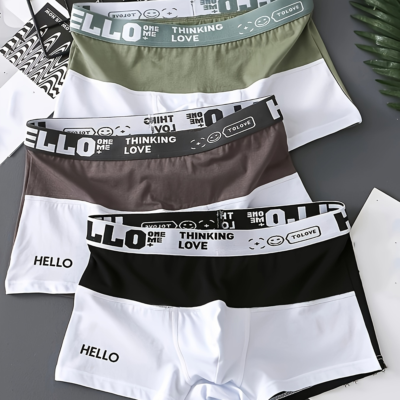 

3pcs Men's Cotton Blend Boxer Briefs, Fashion Color Block Breathable Comfy Boxer Trunks, Teenagers Elastic Athletic Shorts, Men's Casual & Durable Underwear Daily Wear