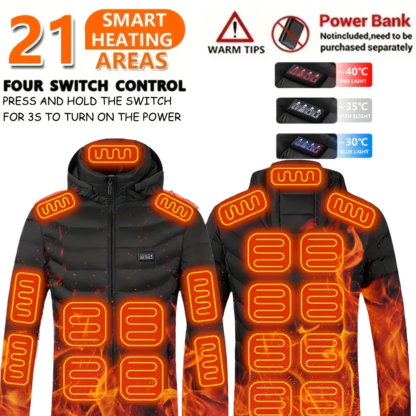 

Usb-powered Jacket - Warm, Temperature, Electric Heating Coat For , Zip-up Hoodie Style