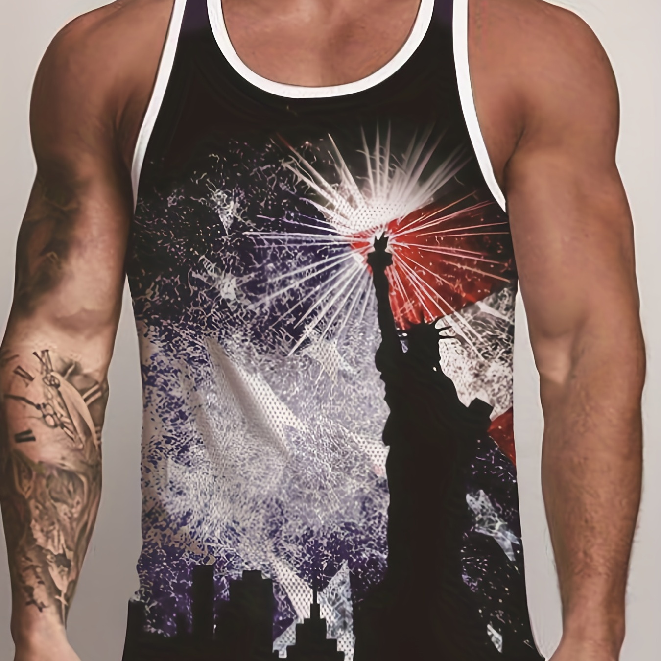 Statue Of Liberty Print A-shirt Tanks, Men's Singlet, Sleeveless Tank Top,  Lightweight Active Undershirts, For Workout At The Gym, Bodybuilding, And  As Gifts - Temu