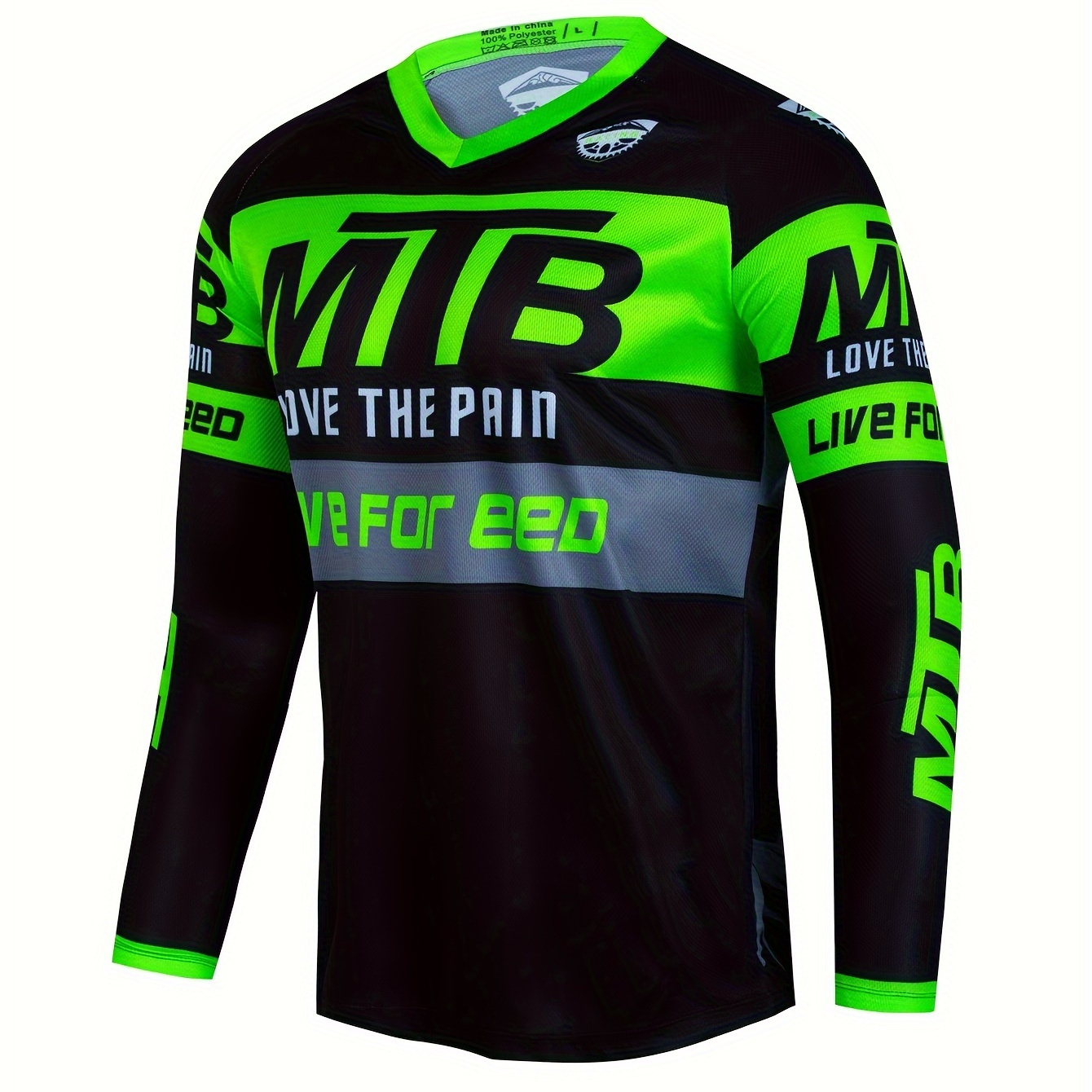 

Men's Color Block Cycling Jersey, Quick Dry Breathable Moisture Wicking Long Sleeve Mtb Shirt For Biking Riding Sports