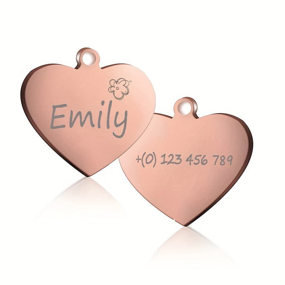 

Customizable Rose Golden Dog Id Tag Heart Shaped Pet Tag Cat Collar Pendant Engraved Pet Tag