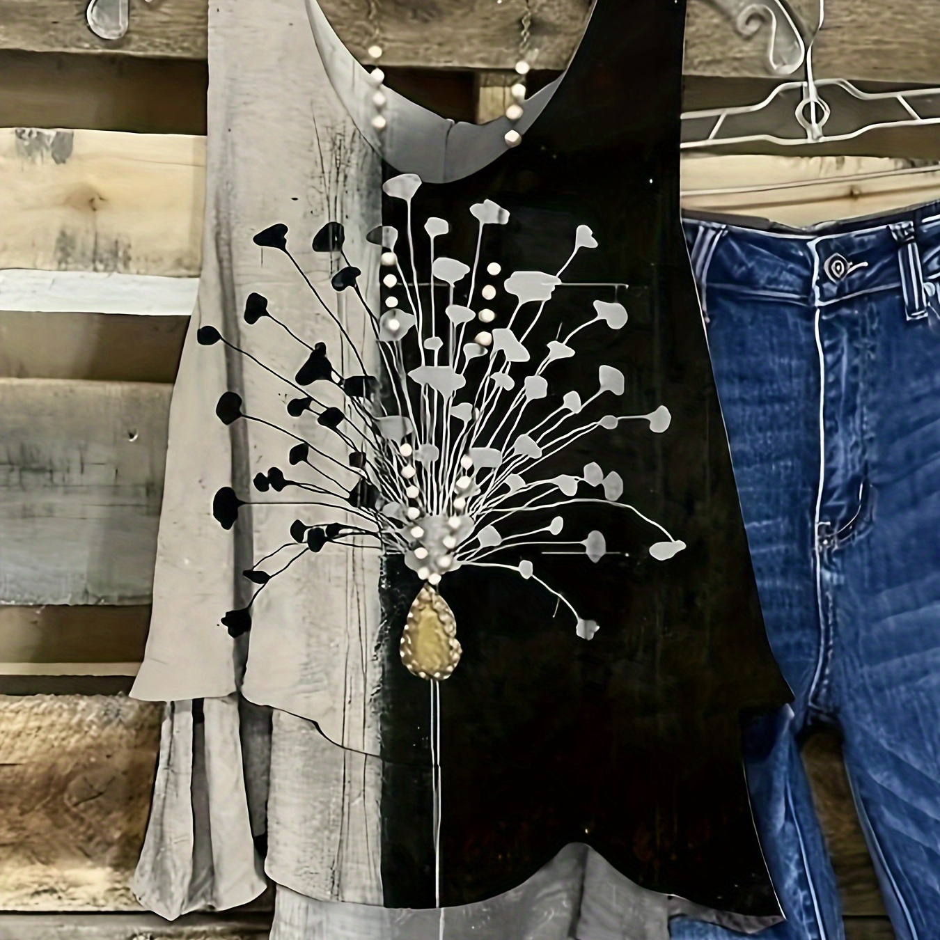 

Dandelion Print Tank Top, Casual Sleeveless Tank Top For Summer, Women's Clothing