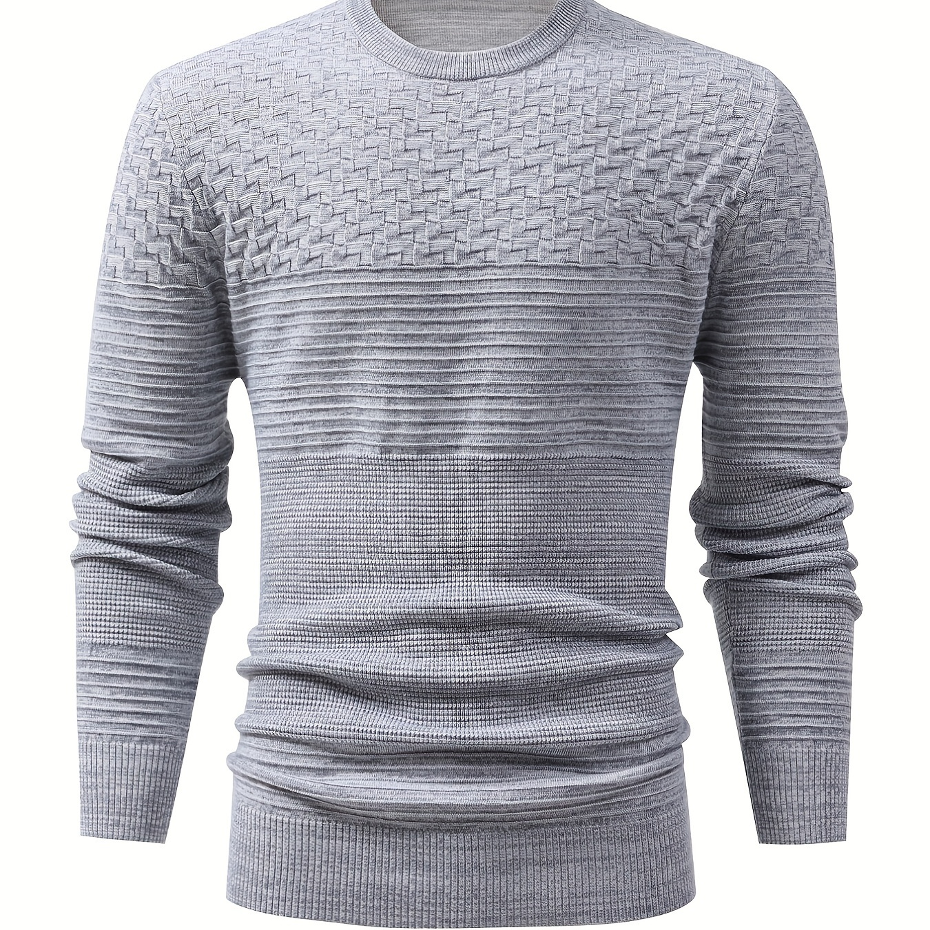 Men's Casual Pullover Sweater, High Stretch Crew Neck Sports Tops