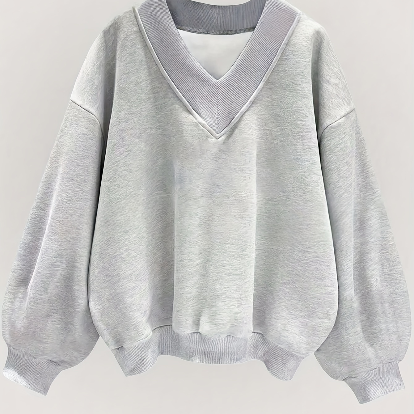 

Elegant V-neck Sweatshirt For Women - Spring/ - Pure Color - Polyester Blend - Knit Fabric - No Details - Women's Fashion Hoodie