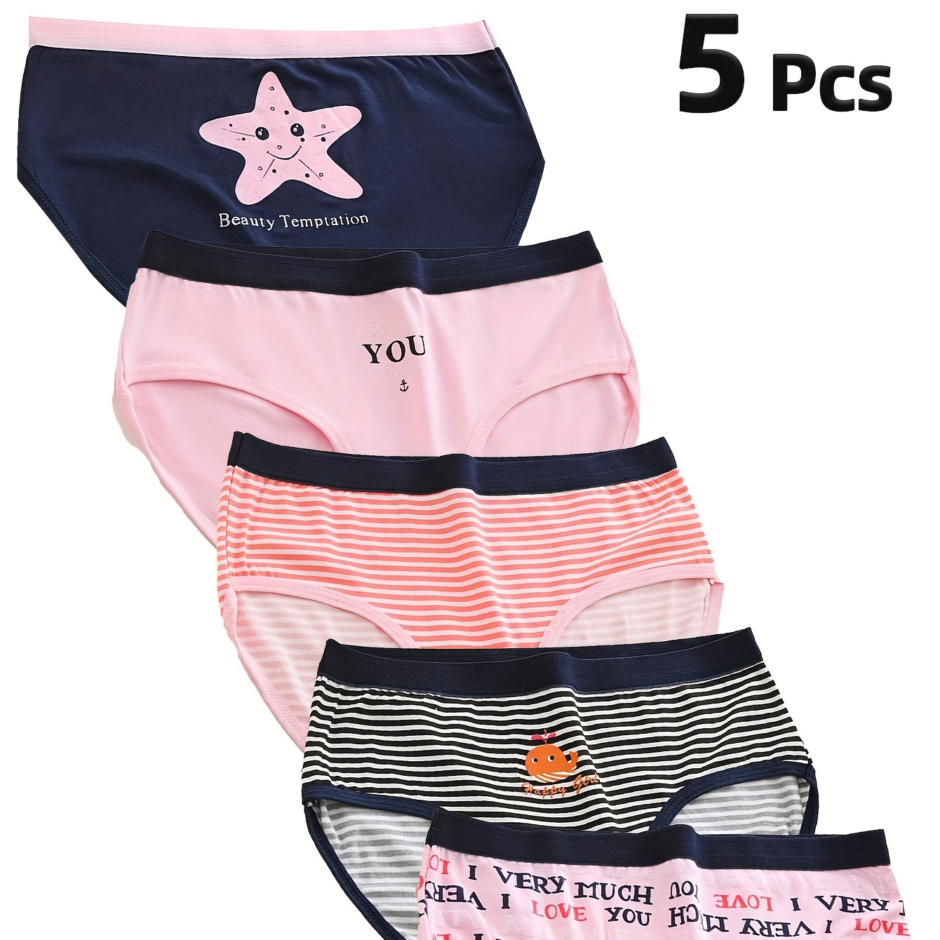 

5 Pcs 's Briefs, & Underwear Set, Wearing