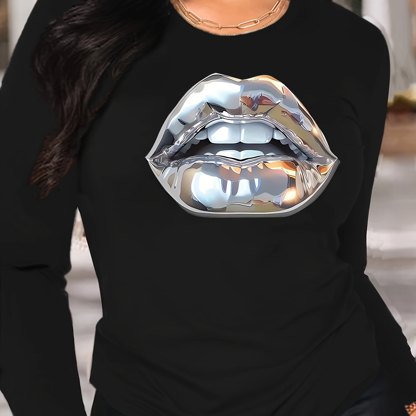 

1pc Women's 3d Print T-, Polyester , , Top