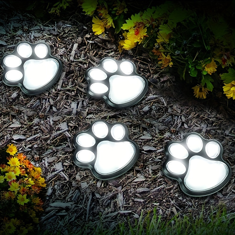 

4pcs/set Solar Paw Print Lights, Waterproof Led Paw Print Solar Lights, Dog, Cat, Puppy Animal Garden Lights Paw Lamp For Pathway, Lawn, Yard, Outdoor Decorations