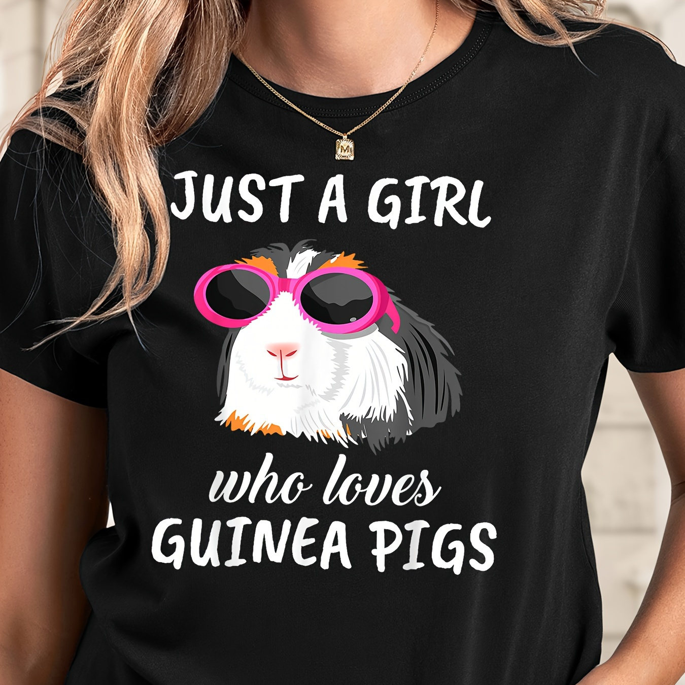 

Who Guinea Clothes Guinea Graphic Neck T-shirt, Casual Short Sleeve T-shirt For , Women's Clothing