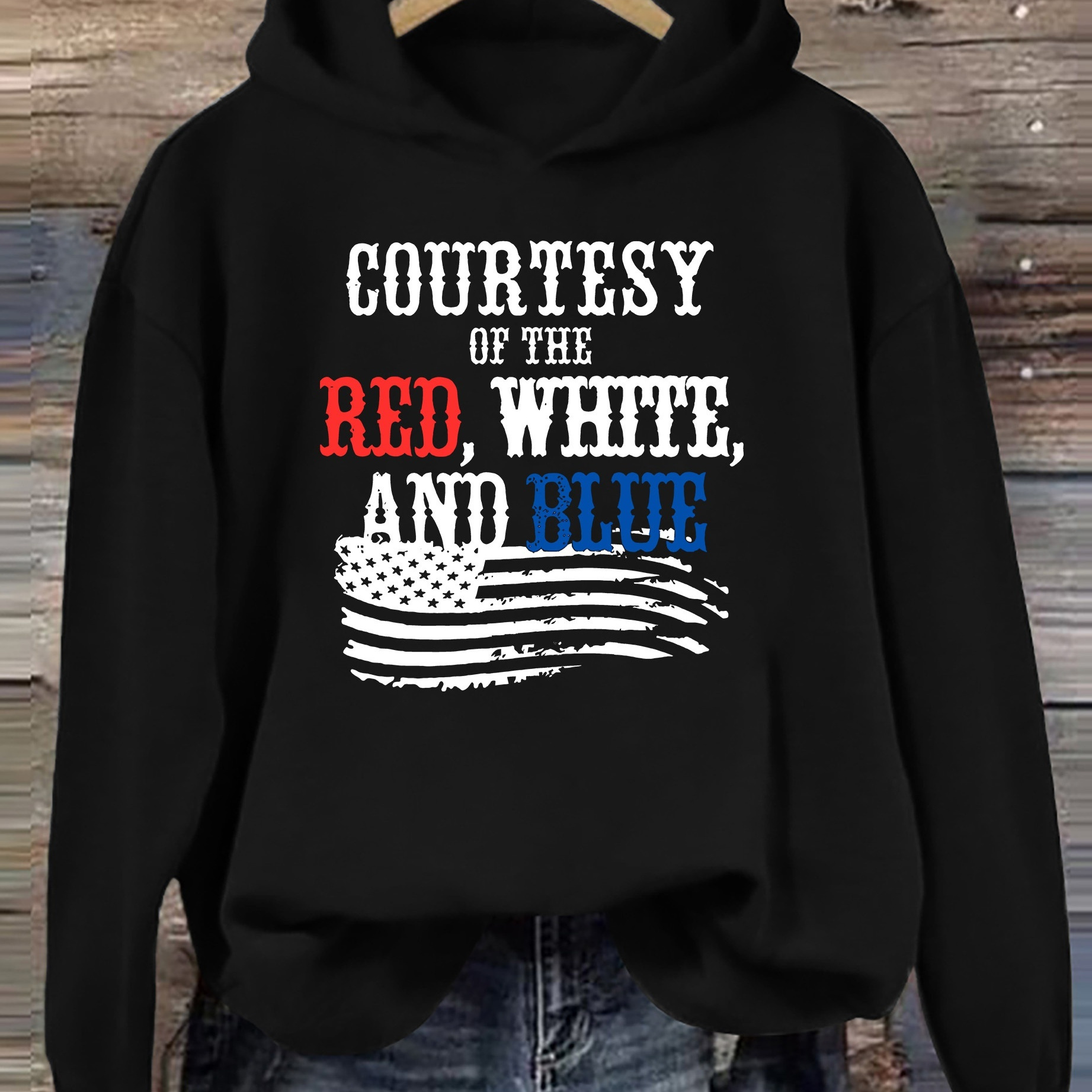 

American Flag Print Hoodie, Casual Long Sleeve Hoodies Sweatshirt For Fall & Winter, Women's Clothing