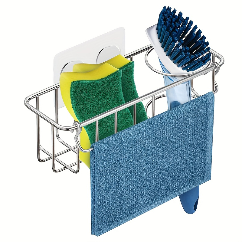 Stainless Steel Kitchen Sponge Holder Rack, With Drain Tube, Holder Rack  For Sponge Brushes Scrubber, Kitchen Supplies Organizer - Temu