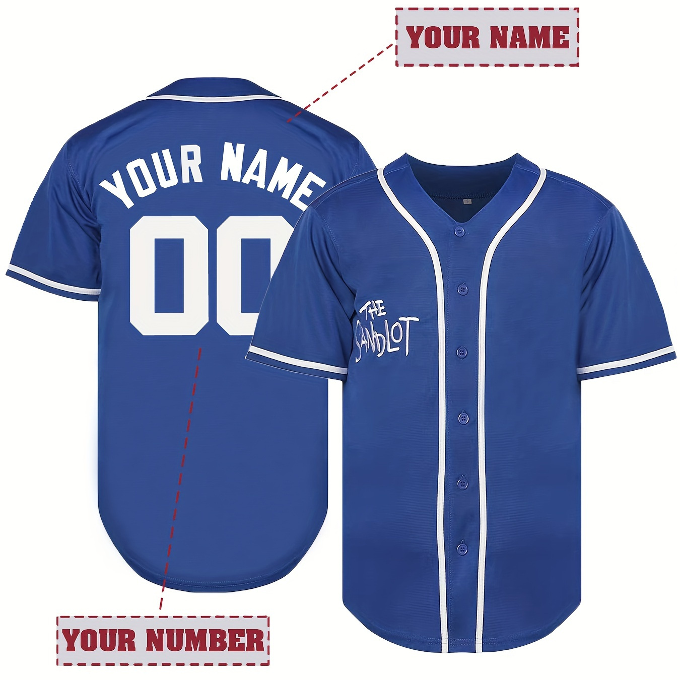 

Customized Name And Number Design, Men's Short Sleeve Loose Breathable V-neck Embroidery Baseball Jersey, Sports Shirt For Team Training