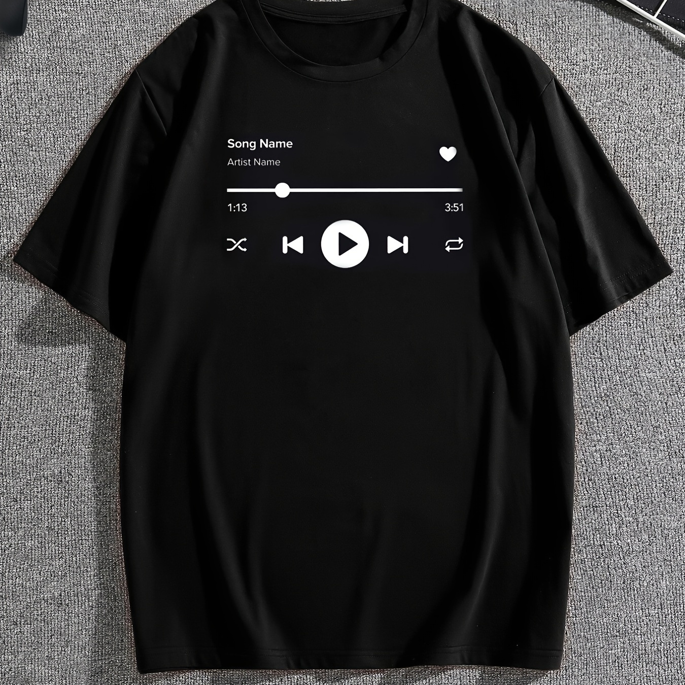

Men's Casual Music Player Print Short Sleeve Loose T-shirt For Summer
