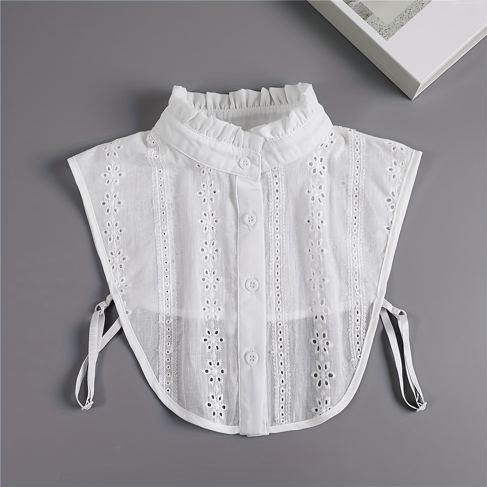 4 Pcs Lace Collars for Women Detachable Dickey Collar Blouse Half Shirts  Lace Shrug with Faux Collar Long Lantern Sleeve (Lace Style)