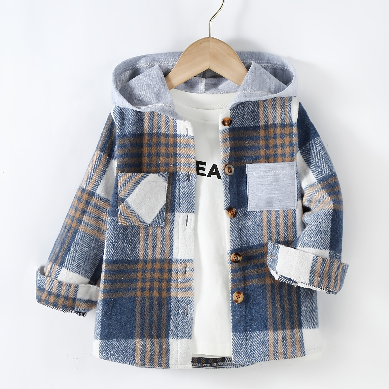 

Toddle Kids Boy Jacket Long Sleeve Plaid Coat Tops Casual Button Down Hoodie Shirts