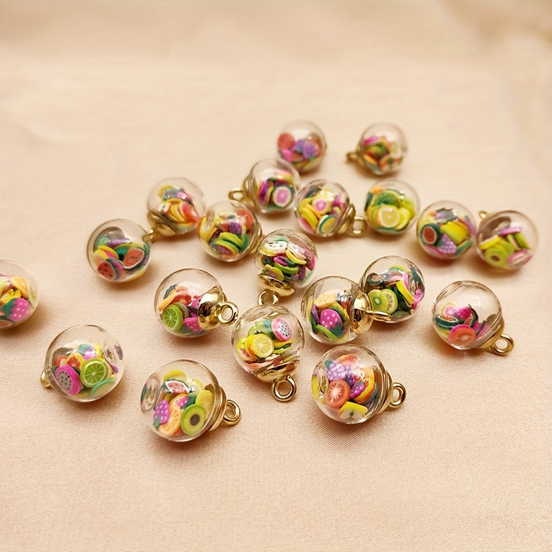 

20/pack Color Mixed Color Round Crystal Bottle Pendant Diy Beads Jewelry Accessories Suitable For Making Necklace Earrings Mobile Phone Chain Keychain Etc
