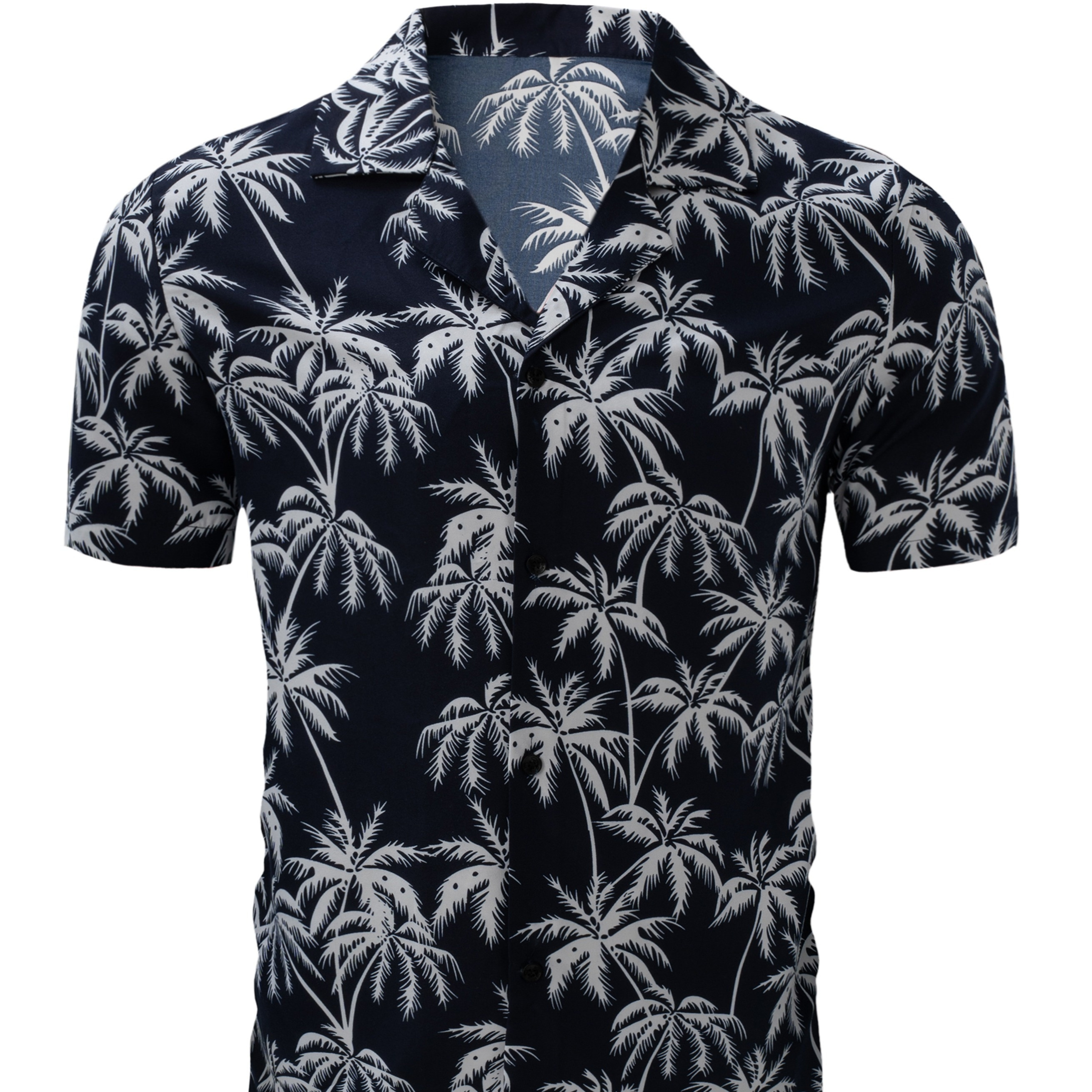 

Coconut Palm Print Hawaiian Shirt, Men's Casual Button Up Short Sleeve Shirt For Summer Beach Vacation Resort