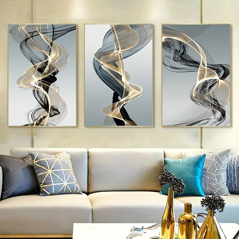 

3pcs Modern Abstract Ribbon Canvas Painting, Nordic Wall Art Canvas Painting For Bedroom Living Room, Home Decoration, 40cm*60cm, No Frame