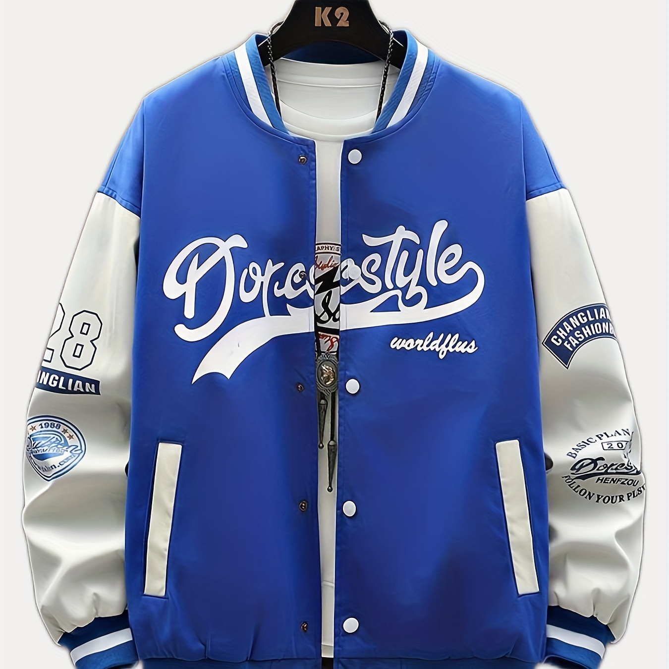 Vintage Baseball Jacket For Men - Embroidered Letters Print, Casual Varsity Coat For Winter Outdoor Activities