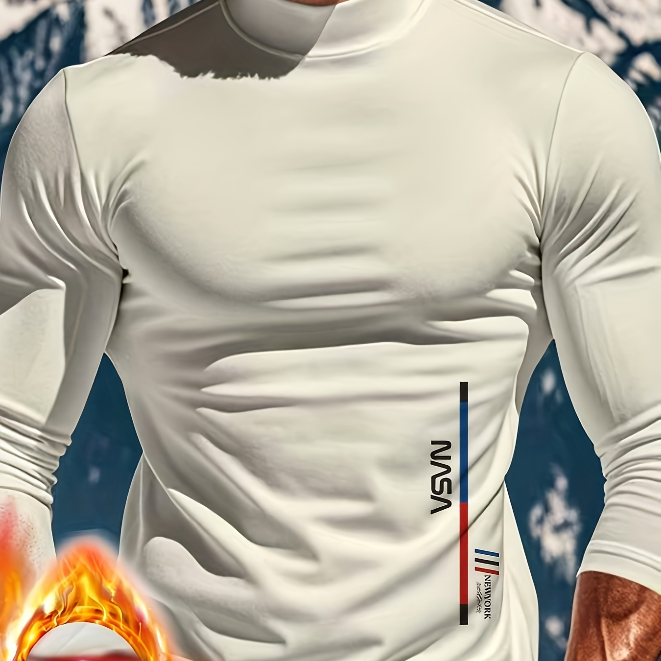 

Lheurystic High-neck Thermal Long Sleeve T-shirt, Warm Base Layer For Outdoor Sports, Polyester And Spandex , Machine Washable