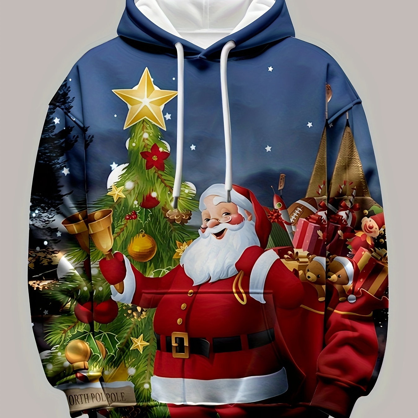 

3d And Christmas Tree - Long Hooded Sweatshirt , Regular For /fall