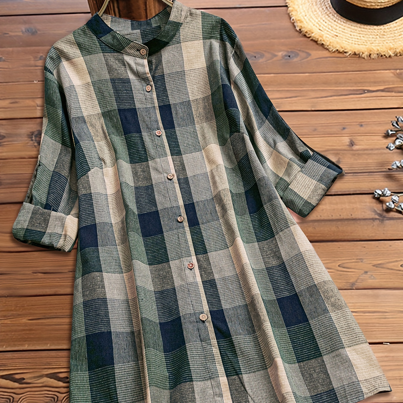 

Size Shirt For Women - Long Sleeve, Button-up With Turn-down Collar, Machine Washable