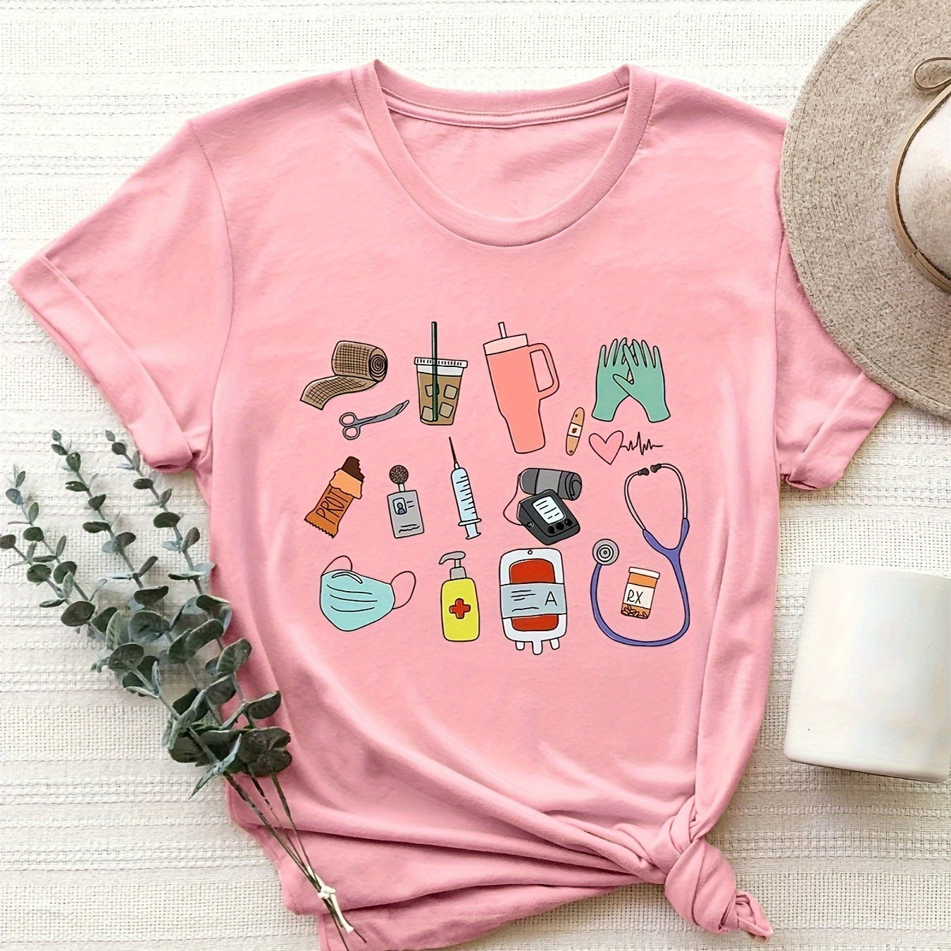 

Graphic Print T-shirt, Short Sleeve Crew Neck Casual Top For Summer & Spring, Women's Clothing