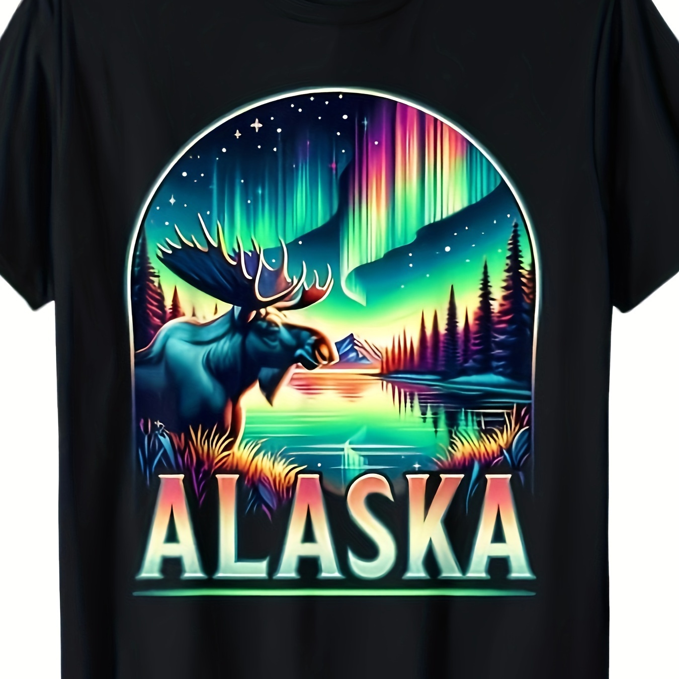 

Alaska Northern Lights Aurora Viewing Alaska Moose T-shirt220g