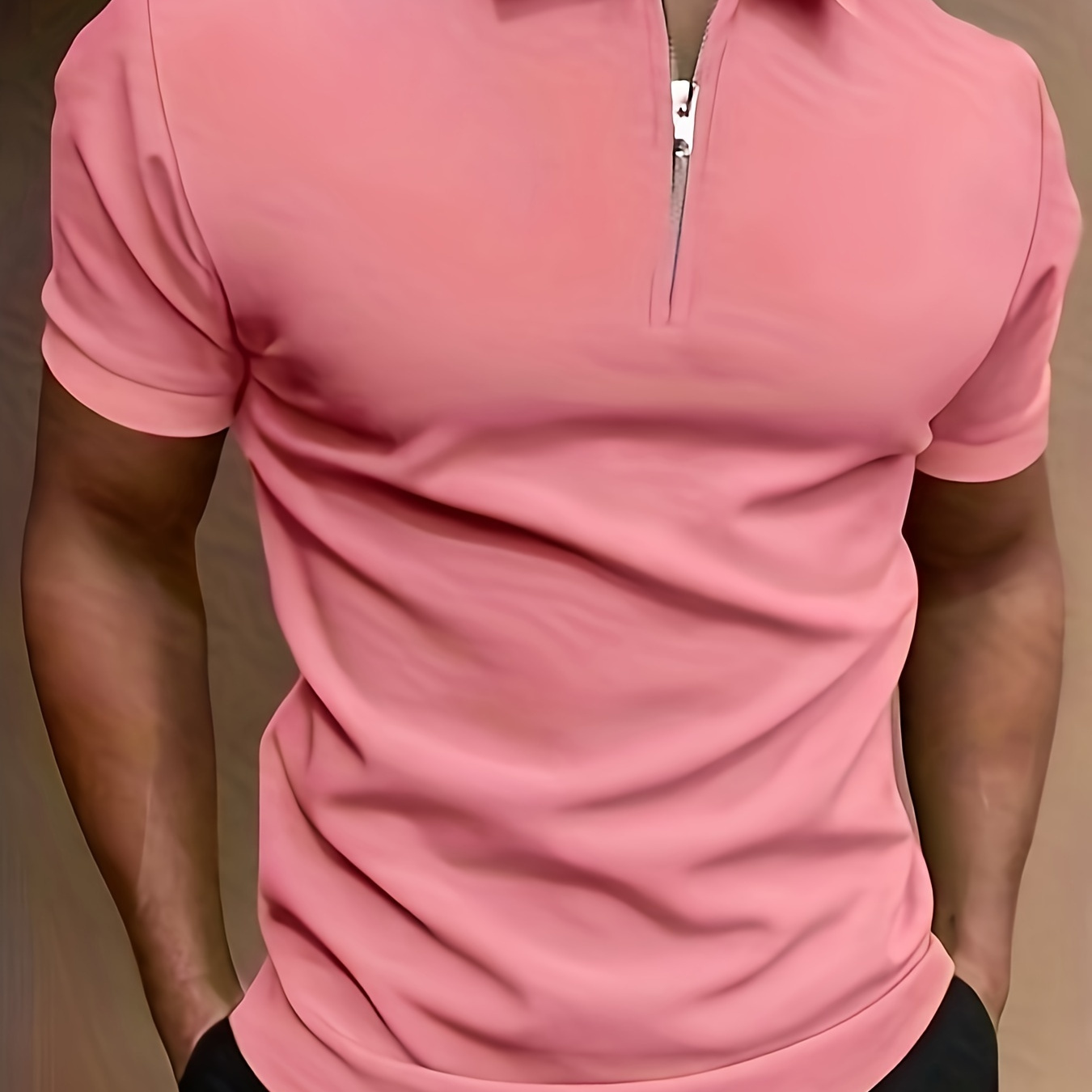 

Silk Regular Fit Shirt Polo Shirt, Casual Fashion Men's Casual V-neck T-shirt Short Sleeve Summer Men's Clothing