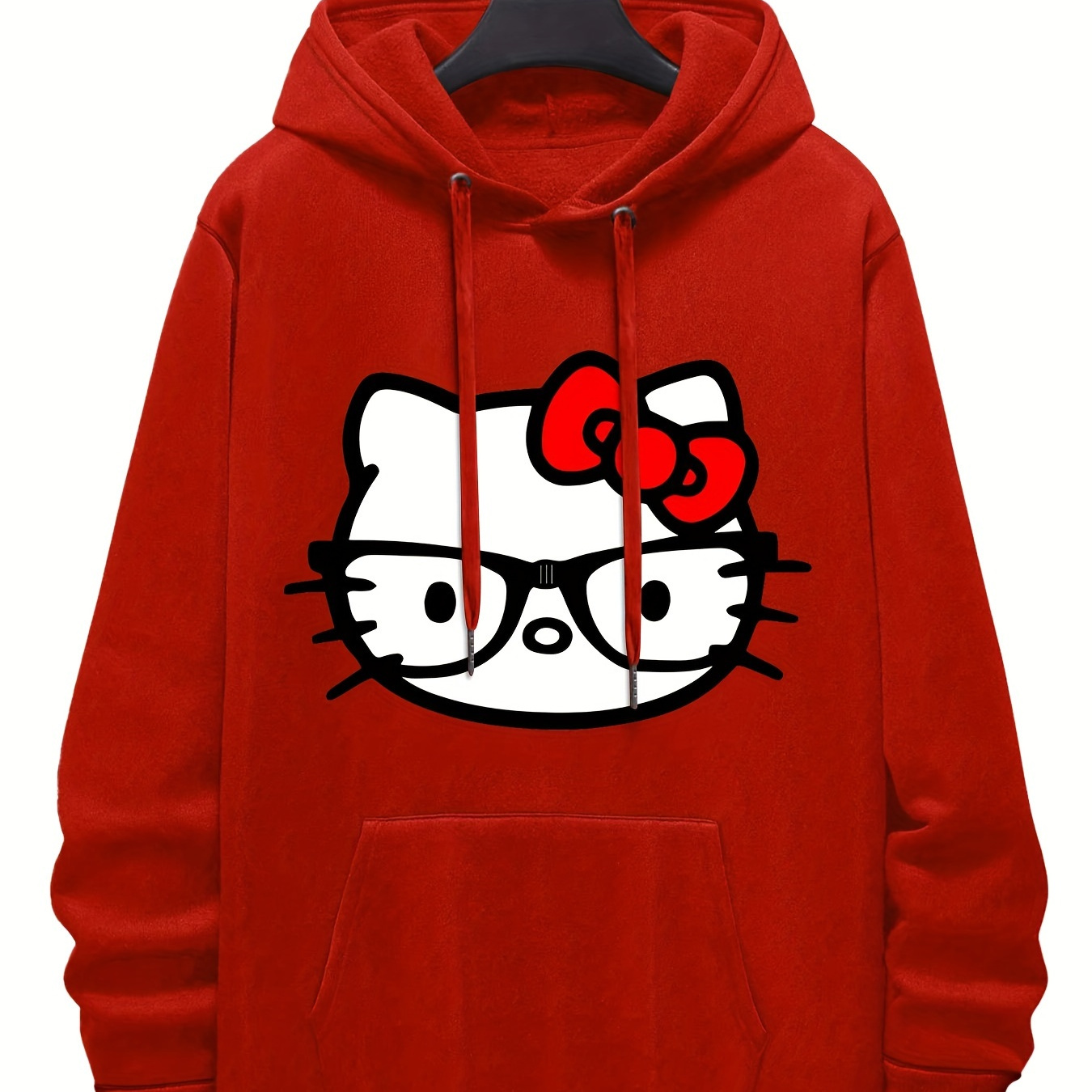 

Holiday , Women's Plus Size Hello Kitty Hoodie - Red Cute Cartoon , Long Sleeve Casual Pullover With Drawstring Hood, Comfortable Sweatshirt For Fans, Pullover|character Themed Apparel| Fabric