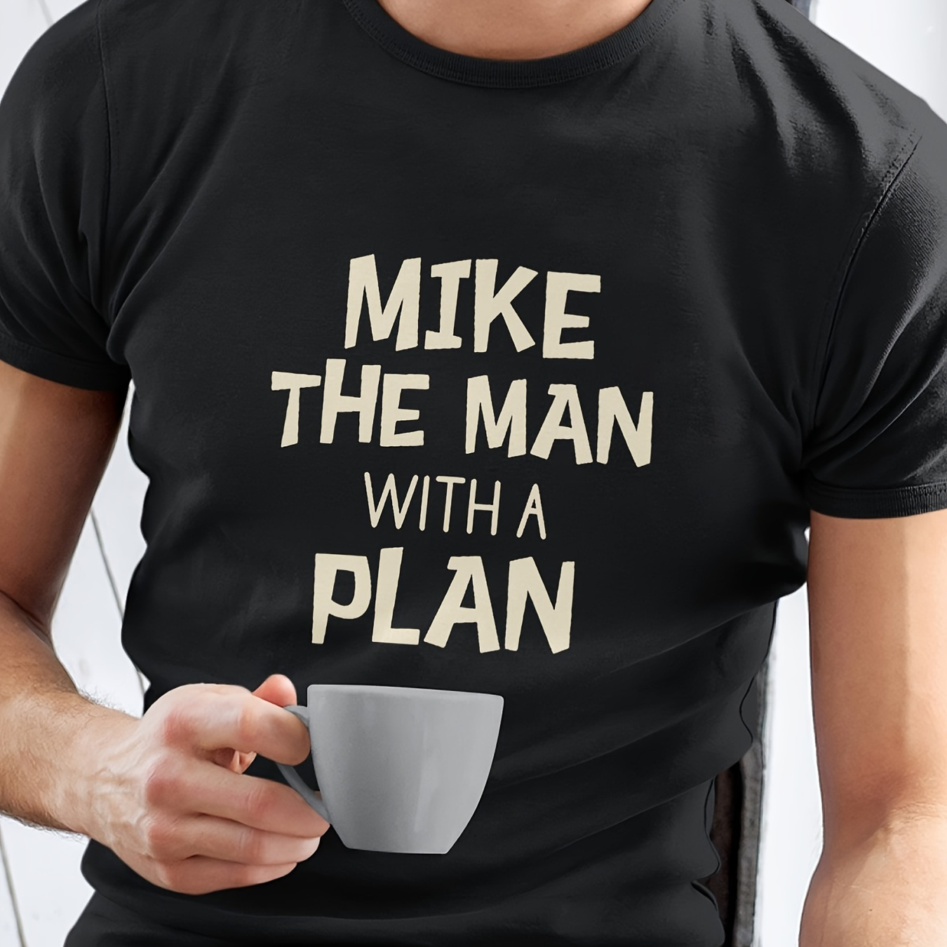 

Mike The Man With A Plan Print Mens Stylish Graphic Print T-shirt - Comfortable Casual Wear With Eye-catching Designs - High-quality Short Sleeve Tees For Everyday Fashion