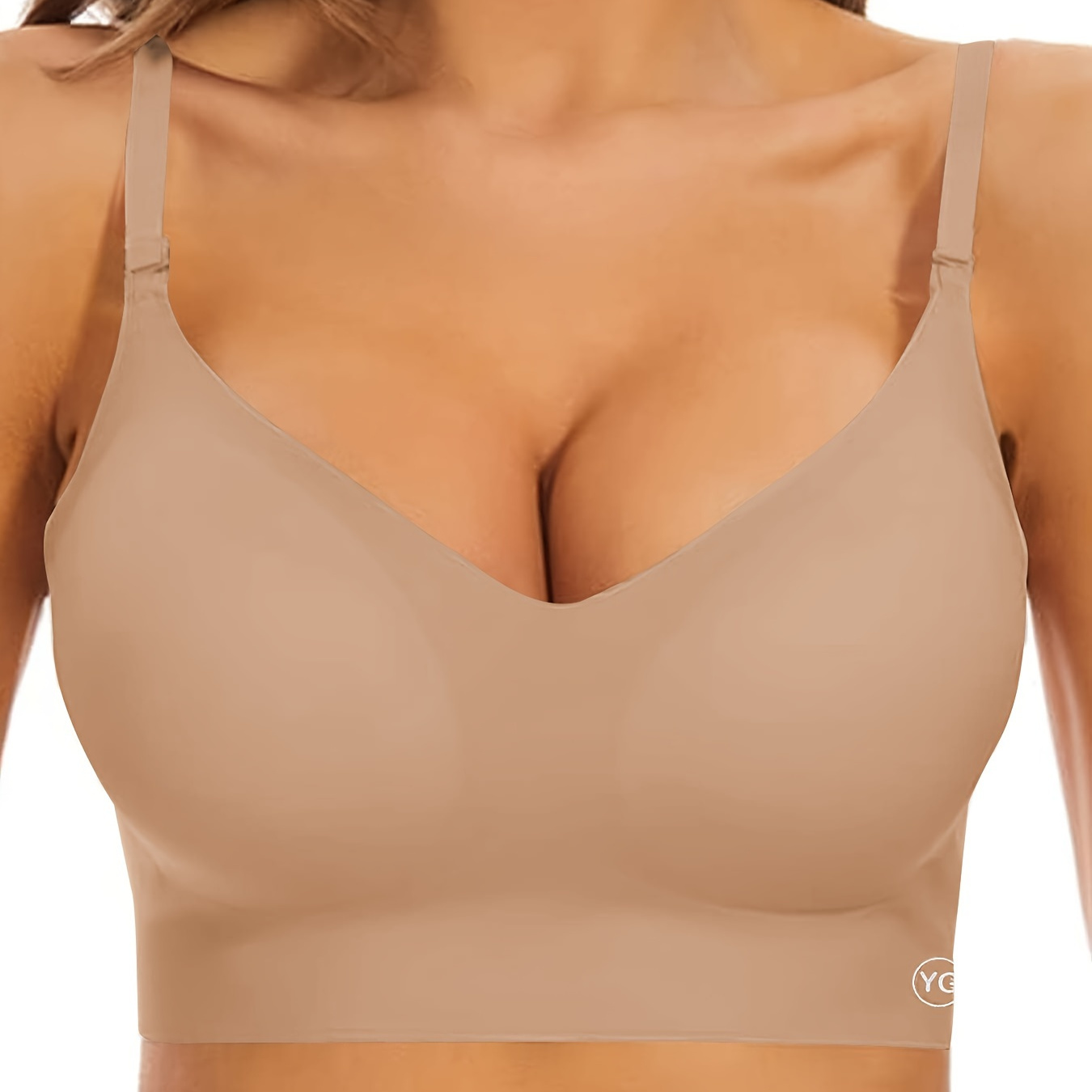 

Women's Wireless Sports Bra With Flat Convertible Straps, Seamless Invisible Edge, And Ultra Low-back Design, Adjustable Fit