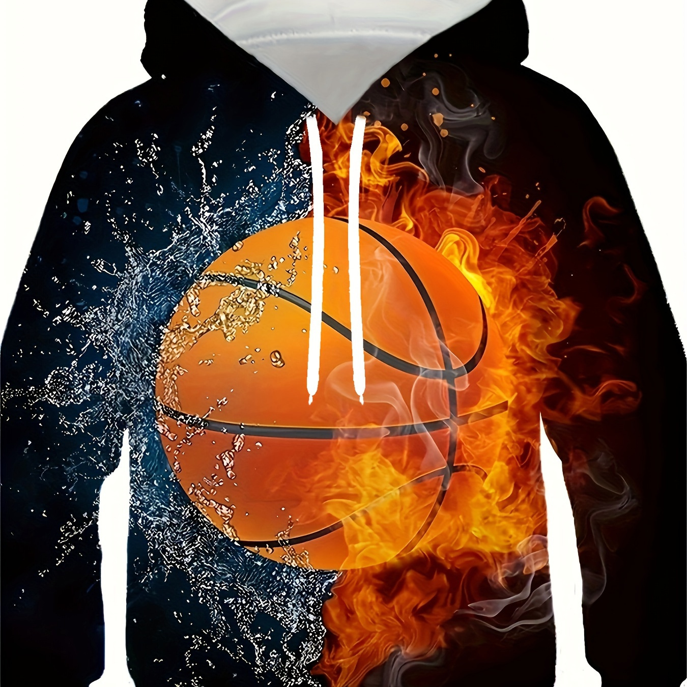 

Fire Basketball 3d Print Men's Chic Long Sleeve Hooded Sweatshirt, Men's Sports Hoodie, Spring Fall Outdoor