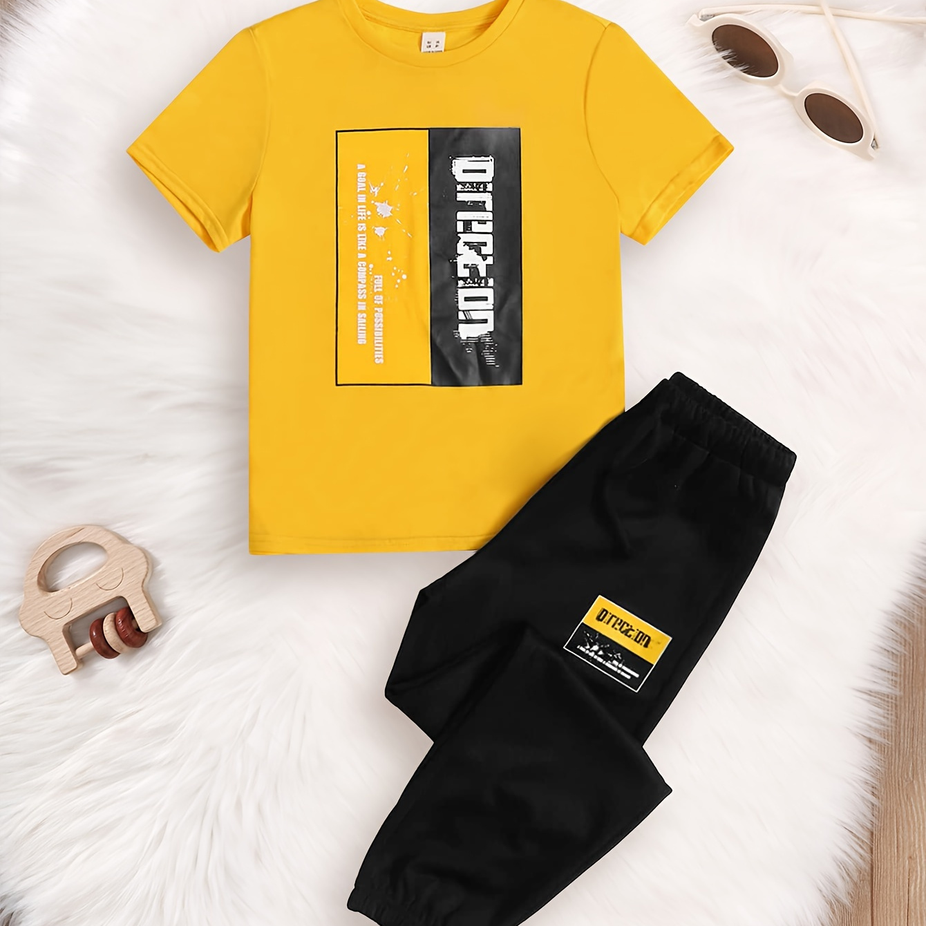 

2pcs Boys Casual Fashionable Letter Print Comfortable Versatile Short Sleeve T-shirt & Elastic Waist Pants Set, Cool, Lightweight And Comfy Summer Clothes