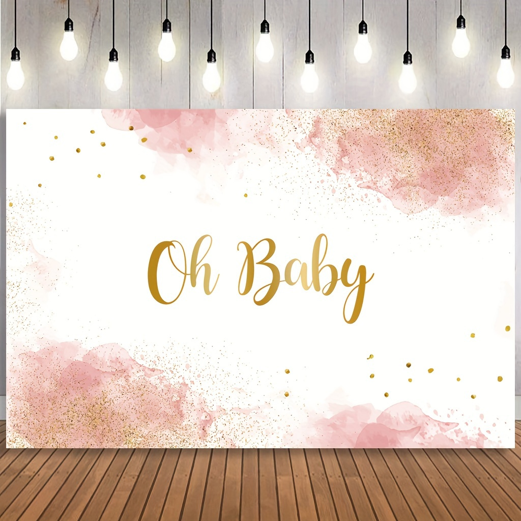 

Oh ! 5x3ft Watercolor Pastel Backdrop - & Golden Glitter, Showers, Birthdays & Photography - Vinyl, Easy-to-fold Design