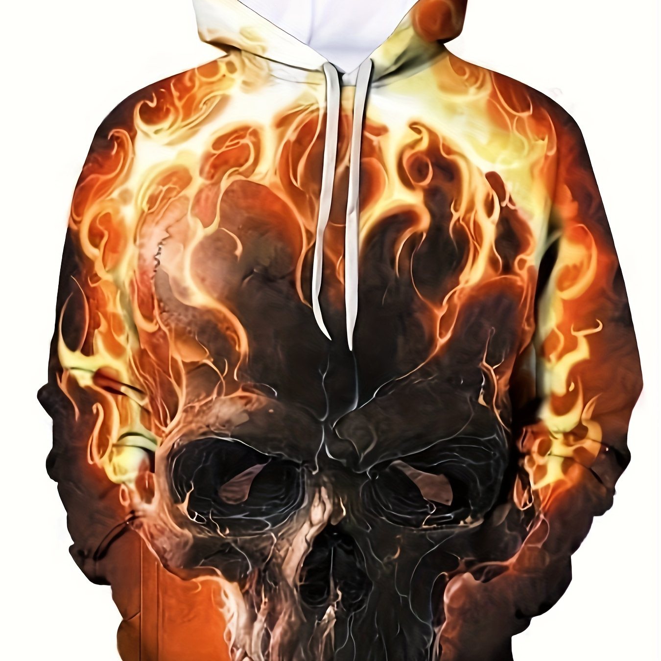 Skull Fire Print Hoodie Cool Hoodies Men Men's Casual - Temu