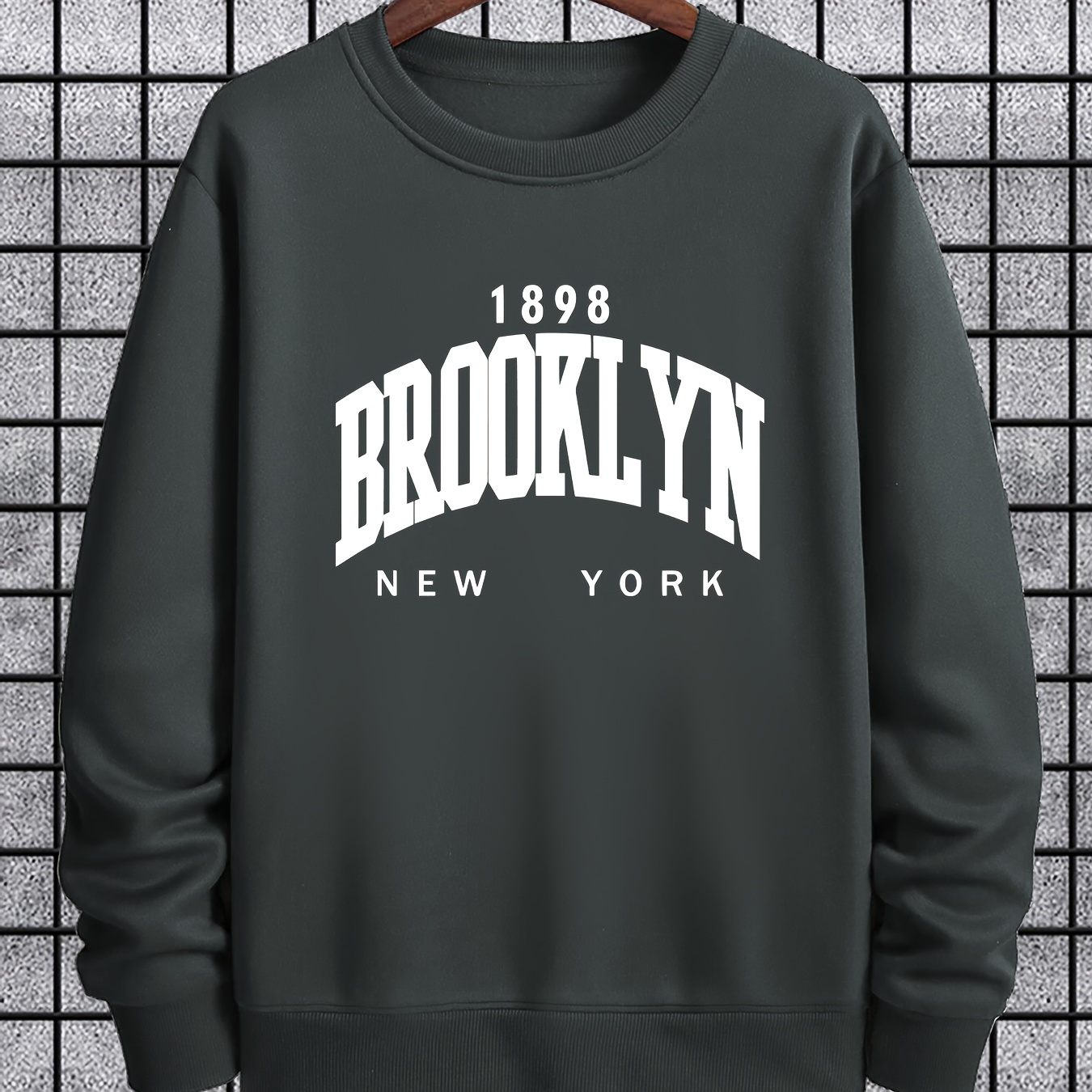 

Men's Casual Neck Sweatshirt - Regular Fabric Long Sleeve Pullover With Stretch, Polyester And Cotton Top
