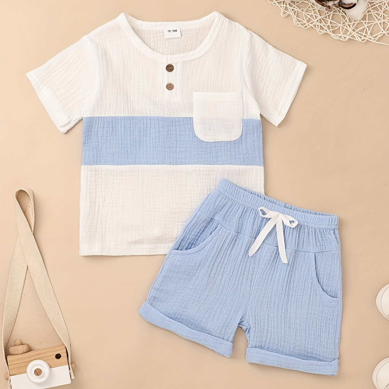 

Stylish Summer Muslin Outfit For Toddler Boys: Colorful T-shirt & Shorts Set