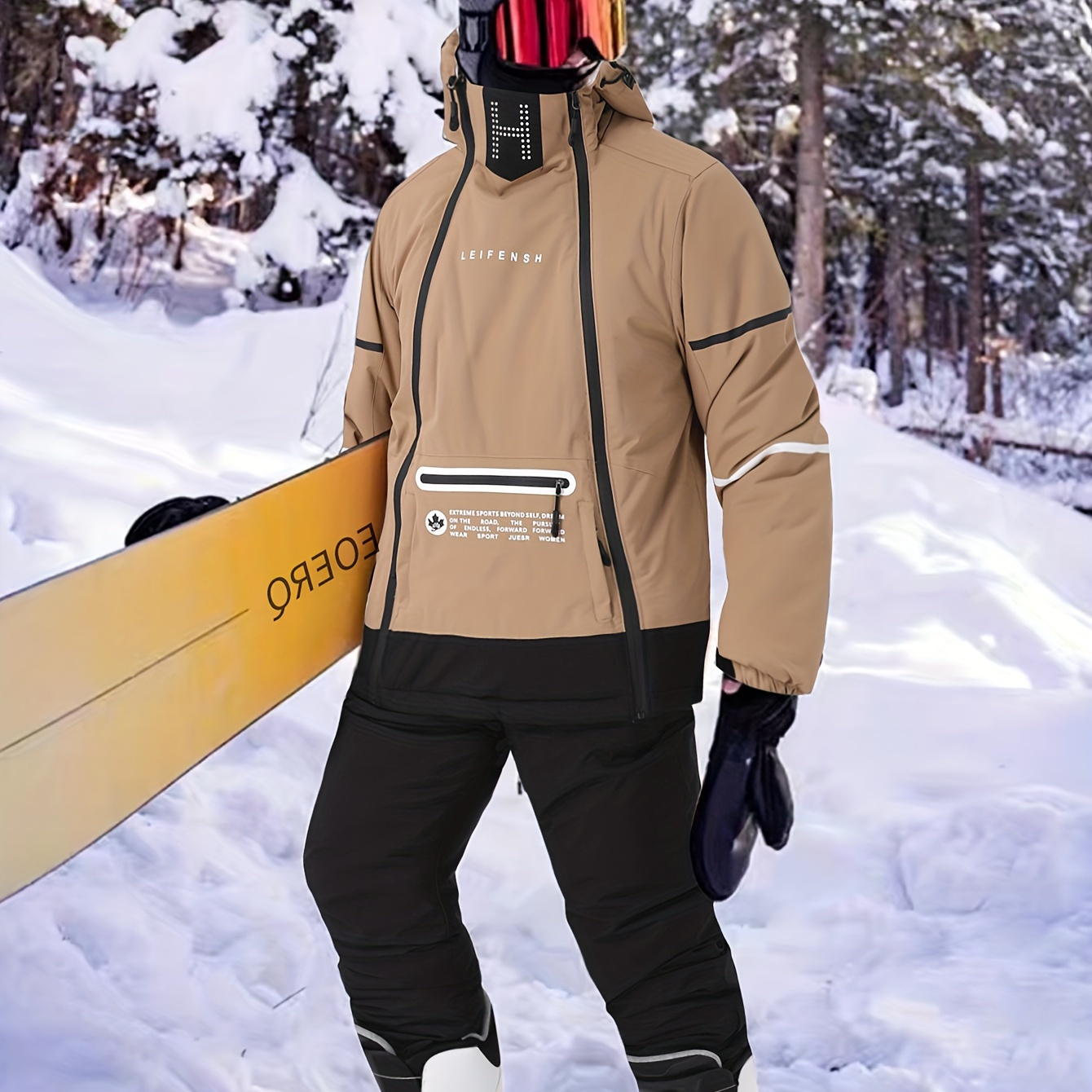 

2- Sportswear , Hooded And Trouser Suspenders, Male Ski For