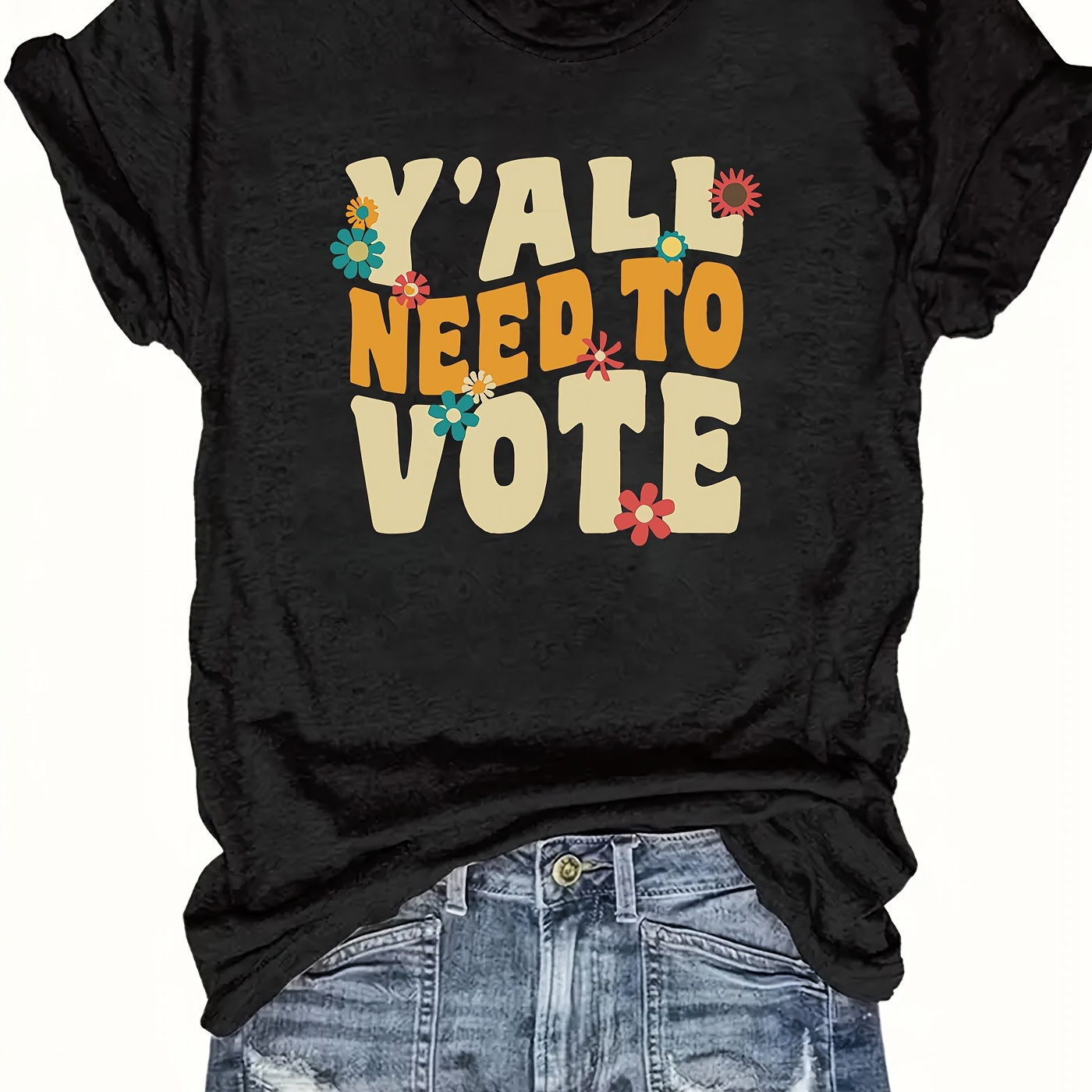 

Plus Size T-shirt, Casual Short Sleeve Crew Neck Top For Spring & Summer, Women's Plus Size Clothing