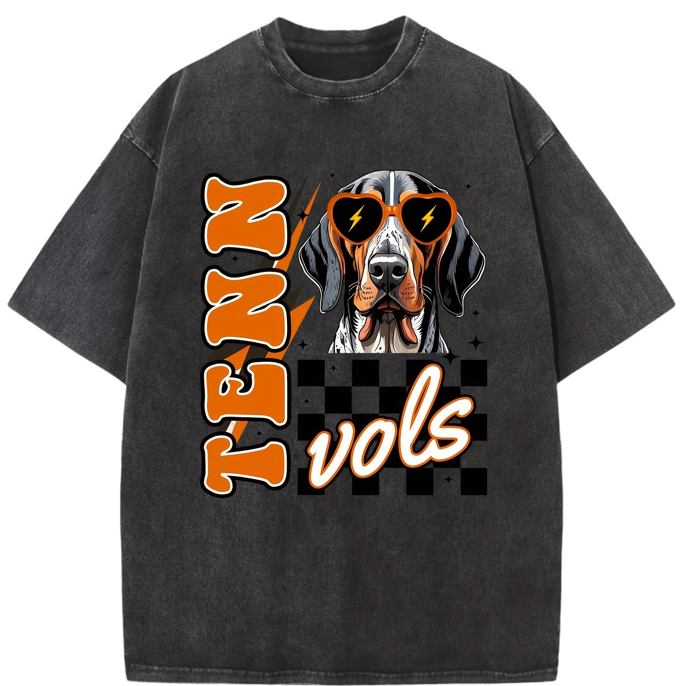 

Tennessee Mascot Vintage Washed High Quality Cotton Patterned T-shirt Men's T-shirt Clothing Drop Shoulder Sleeve Round Neck Tops Short Sleeve